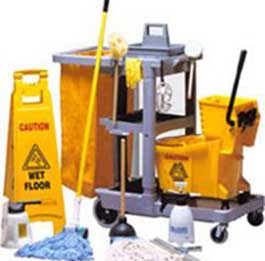 janitor cart and supplies